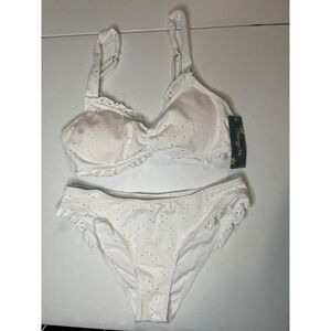 Blooming Jelly Womens Bikini Eyelet Swimsuit, M